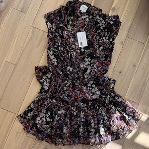 Misa Los Angeles Floral Mini Dress - Black and Multicolor